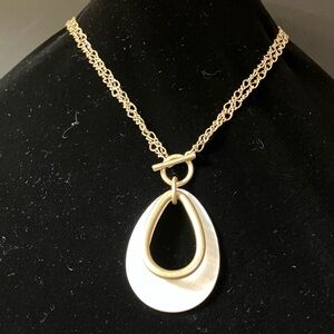Lia Sophia Gold and White Toggle Pendant Necklace